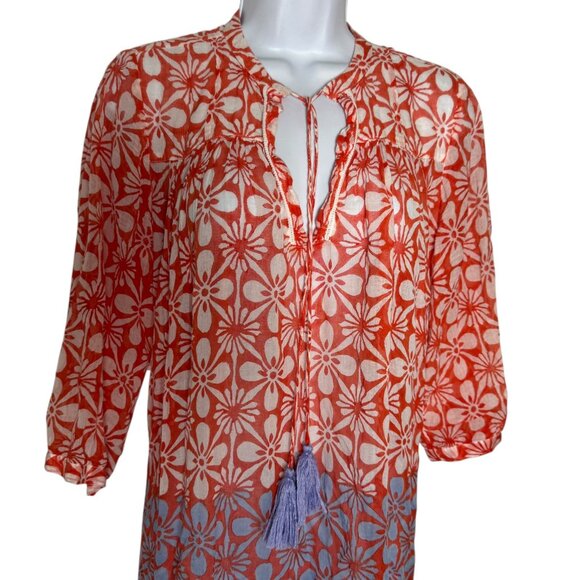 Roller Rabbit Serafina Tassel & Fringed Tunic top size small Floral Coverup - Picture 2 of 8